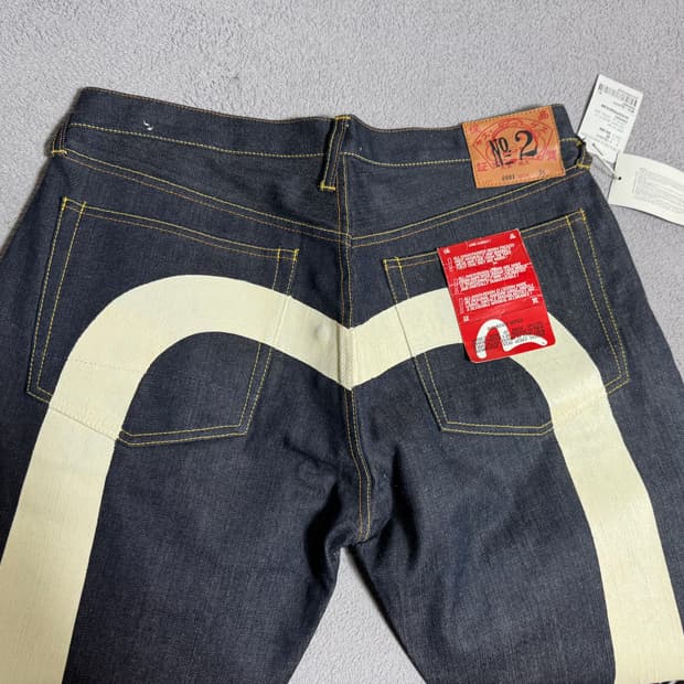 새제품 에비수(Evisu) No.2 오리지널 빅다이콕 셀비지 데님 청바지