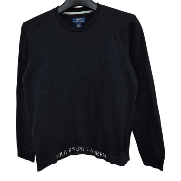 폴로 하단 텍스트로고 블랙 맨투맨