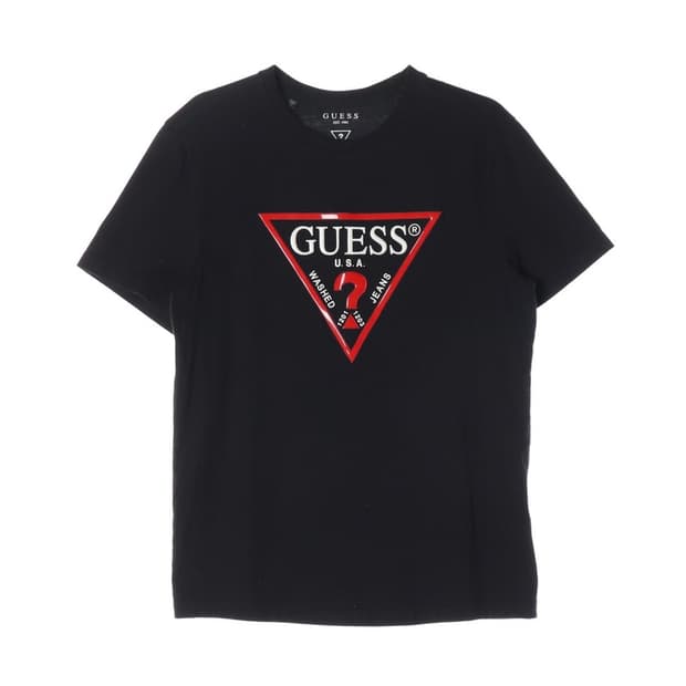 GUESS 클래식 삼각로고 블랙 반팔티 L