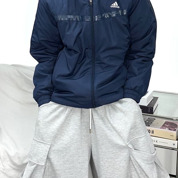 아디다스 네이비 후드 바람막이 점퍼 M