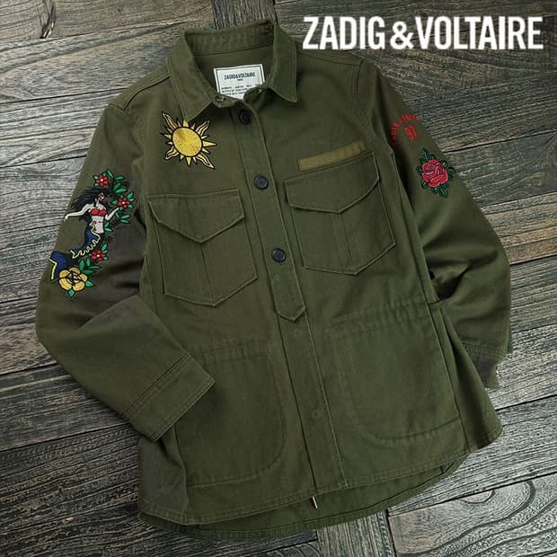 [쟈딕앤볼테르] 멀티 그래픽 자수 밀리터리 자켓 카키 P01540