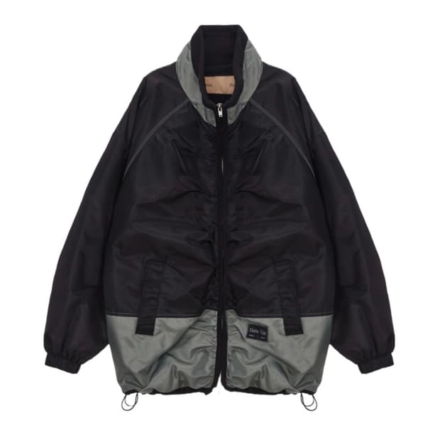 마뗑킴 믹스드 셔링 점퍼 블랙