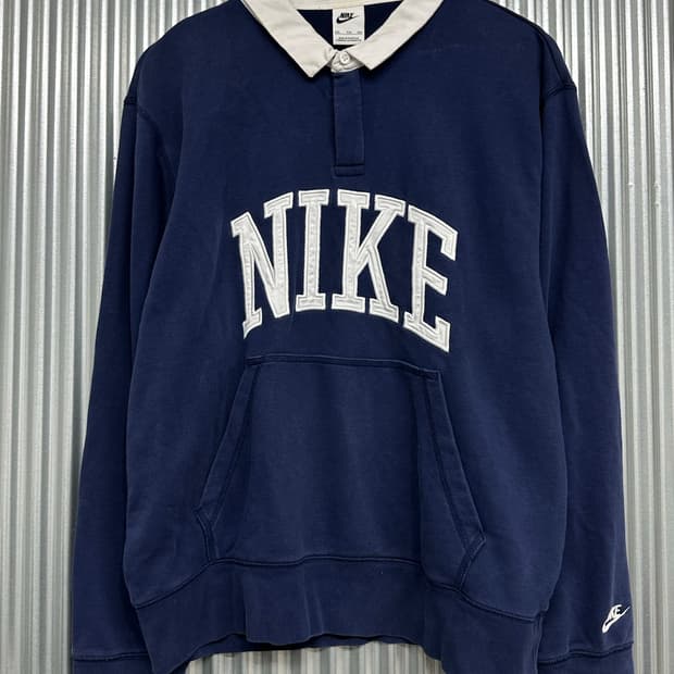 2XL사이즈 나이키(NIKE) 네이비 럭비 카라 맨투맨