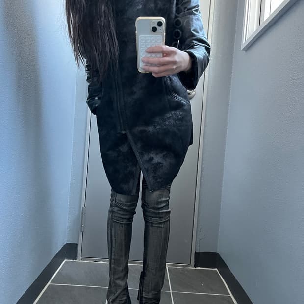 빈티지 레더 퍼 코트