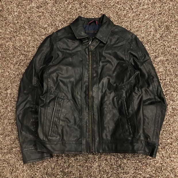 타미힐피거 레더 봄버 라이더 가죽 자켓