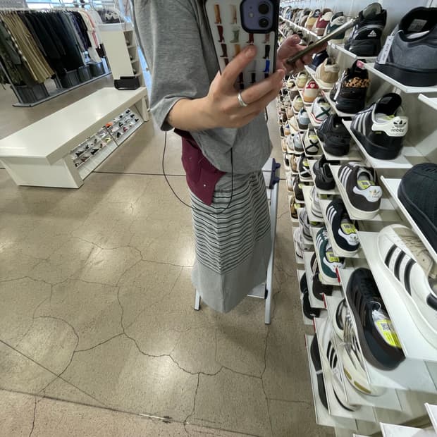 엔조블루스 믹스 스트라이프 롱스커트