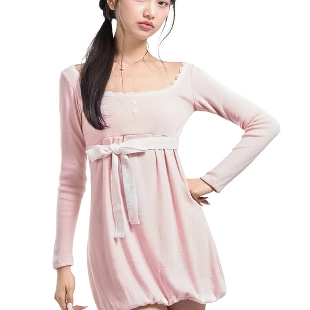 포어링 베이비 벌룬 미니 원피스 핑크