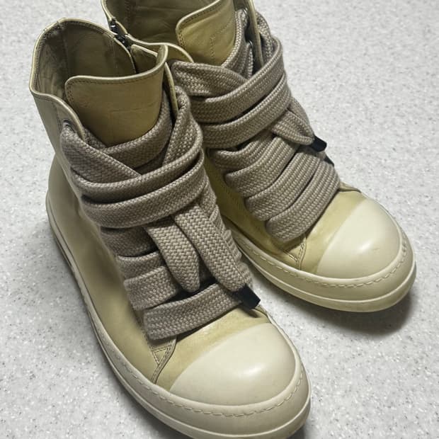 릭오웬스 점보 레이스 라몬즈 하이 스니커즈