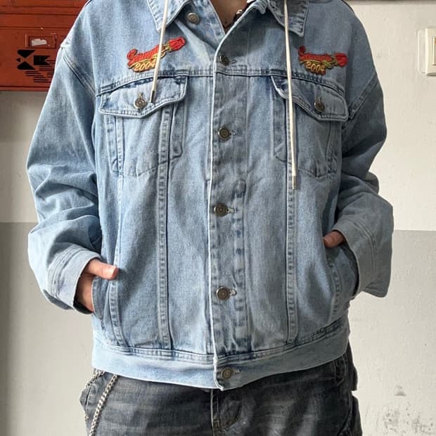 00s 올드스쿨 데님 패치 트러커자켓