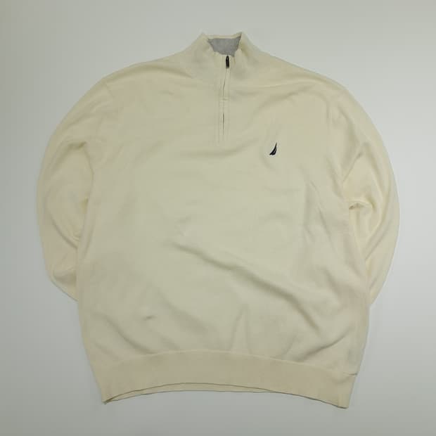 CN956 XL 노티카 아이보리 하프집업 긴팔 니트 스웨터