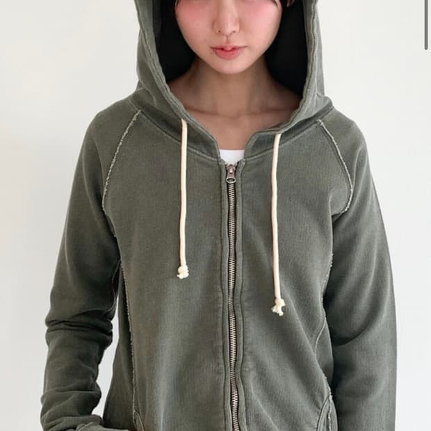 샵페어리 워시드 릴리 후드집업 카키