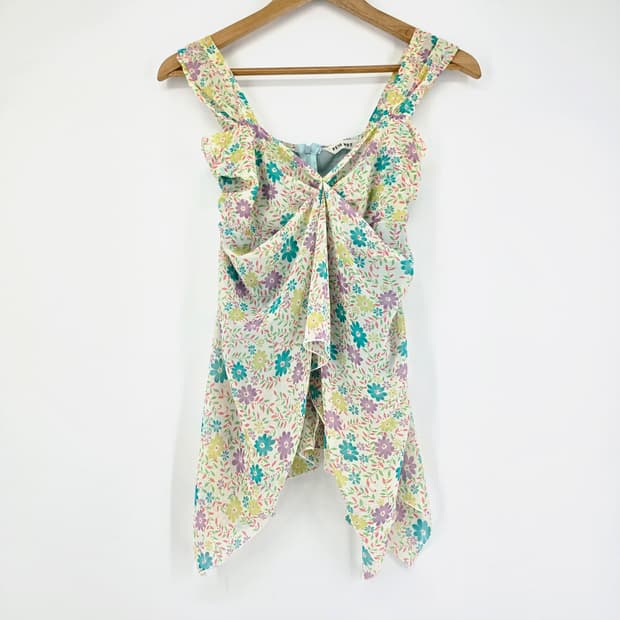 일본 빈티지 플라워 리본 페프 블라우스 (감성룩)