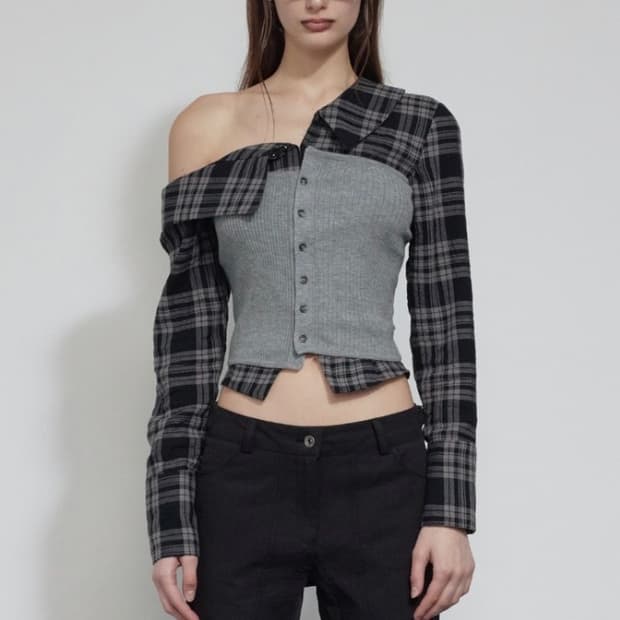 보헤미안서울 버튼니트 나시 뷔스티에 그레이 