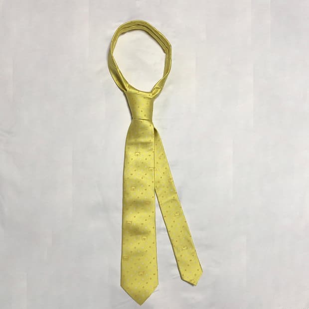 리락쿠마 도트 실크 넥타이 옐로우