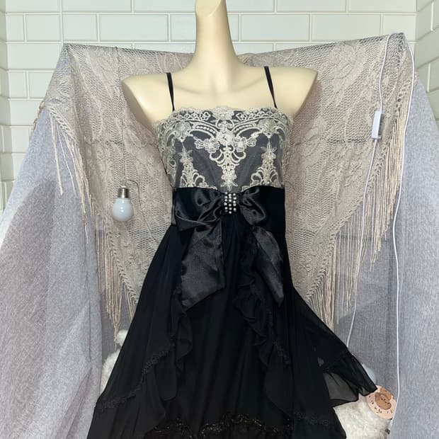 고딕 고스 레이스 핀터깔 페어리 미사깔 갸루 원피스