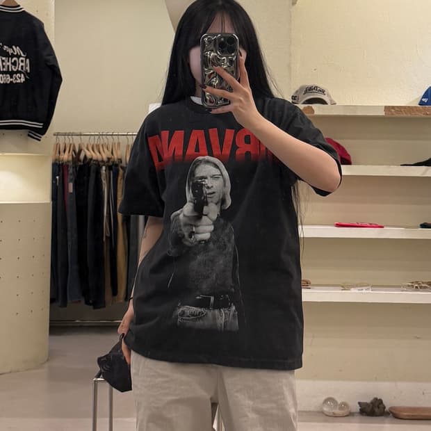 너바나 All Apologies 앨범 프린팅 반팔 티셔츠 U1724