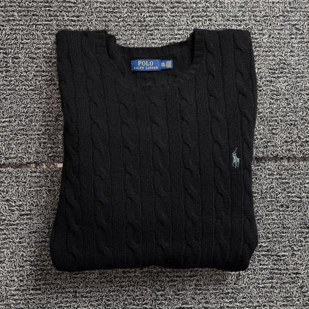 폴로 랄프로렌 신형 포니 로고 케이블 스웨터 블랙 2182