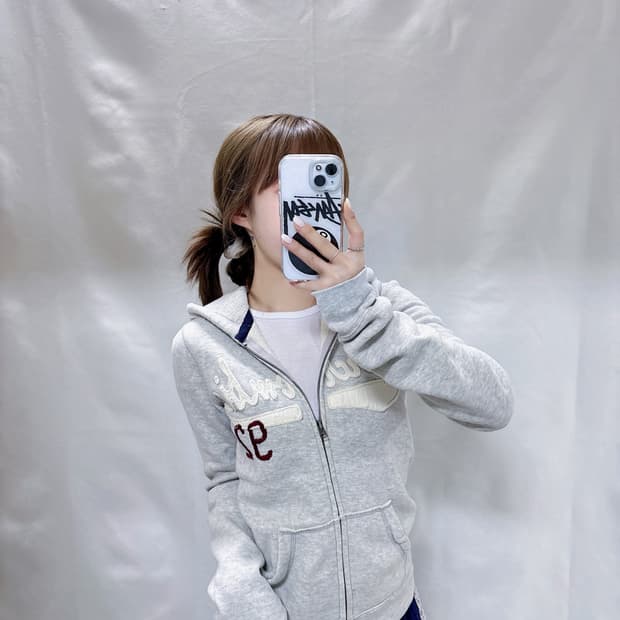 아베크롬비 라이트그레이 딱붙핏 투웨이 후드집업 