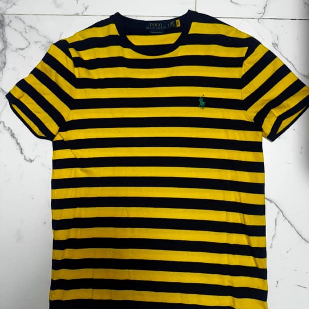 폴로 옐로우블랙 스트라이프 티셔츠 S