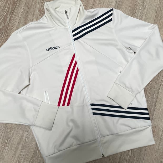 아디다스 아이보리 삼선 져지 L