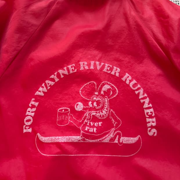 80s 빈티지 랫핑크  리버랫 패치 코치자켓