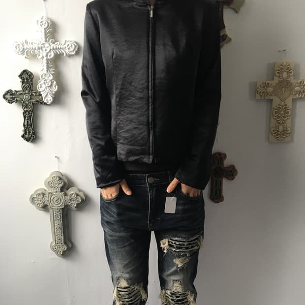 Glossy high neck zip up