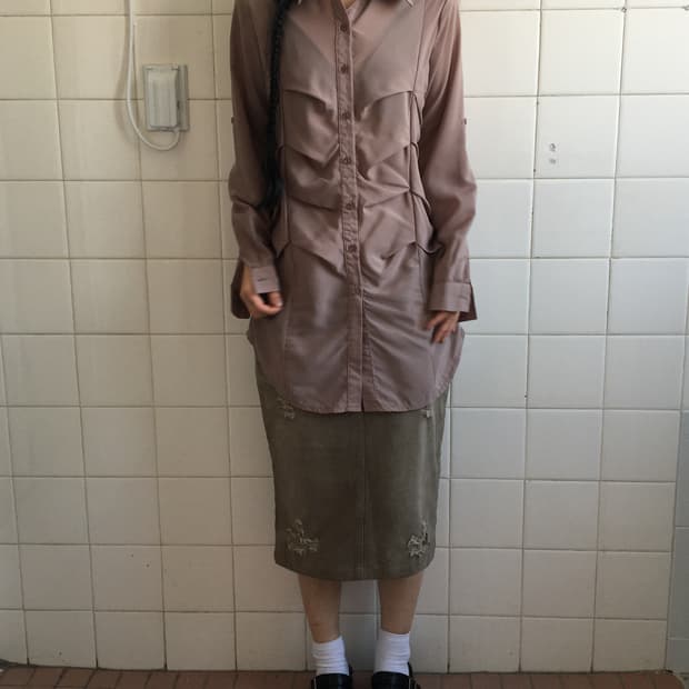 Pleats shirring point shirt