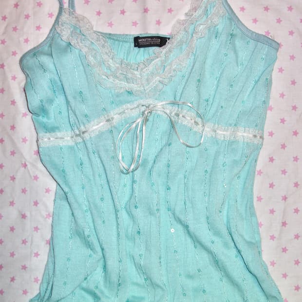 mouth valley 레이스 민트 스팽글 모리걸 페어리 나시