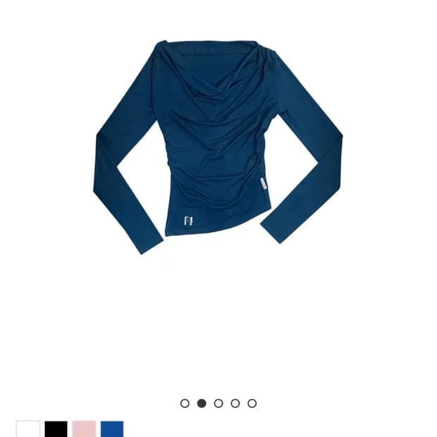 뉴얼린 미야오 드레이핑 셔링 보트넥탑 블루