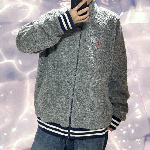 폴로 랄프로렌 신형 쉐르파 플리스 후리스 풀오버 자켓 점퍼 챠콜 그레이 