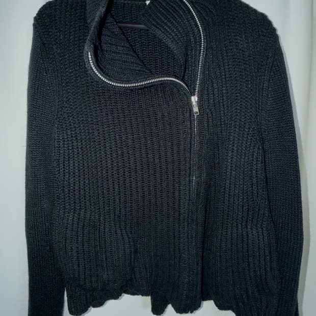 Helmut Lang 니트 사선 지퍼 집업 가디건