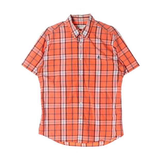 빈폴 오렌지 체크 반팔 셔츠 XL