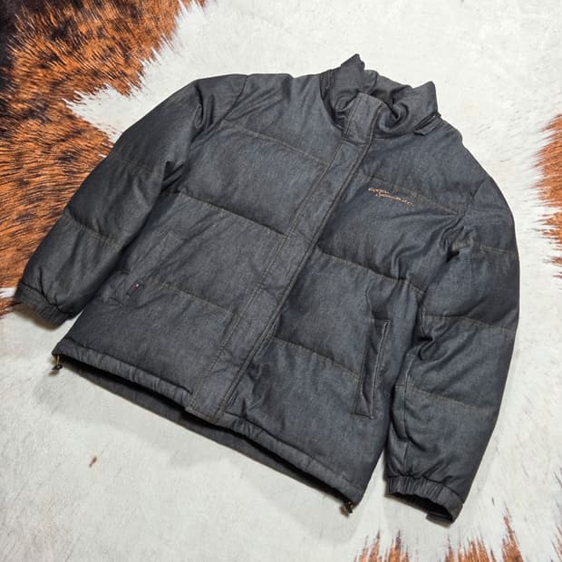 빈티지 덕다운 그레이 데님 패딩