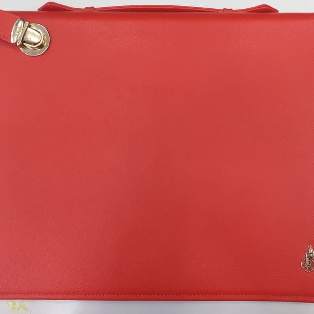 빈폴 주황색 가죽 토트백