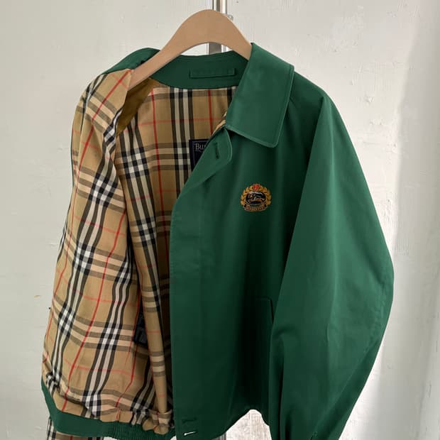 Burberry 버버리 크레스트 로고 노바체크 그린 컬러 코튼 헤링턴 자