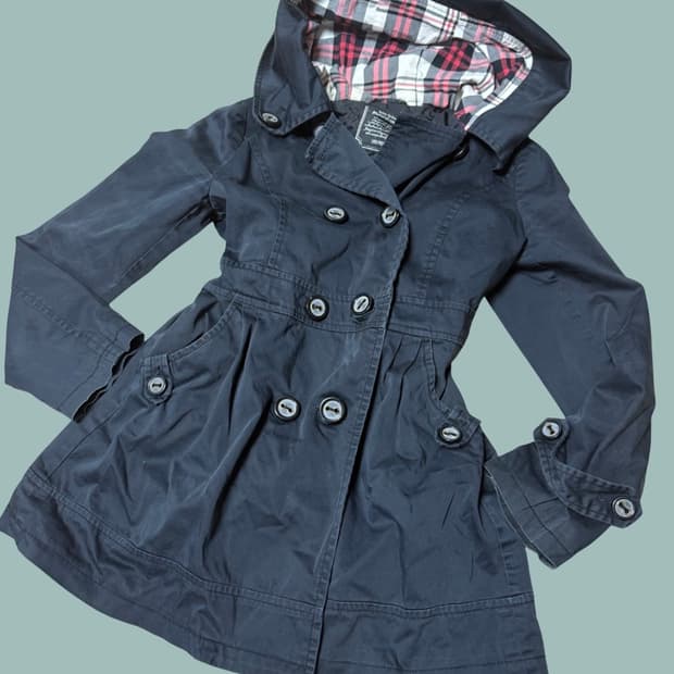 더블버튼 코트 네이비