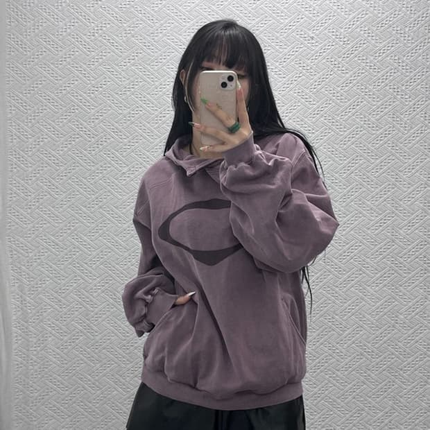 미스치프 롬버스 사이드 버튼 업 더스티 퍼플핑크 후드티 M C08972