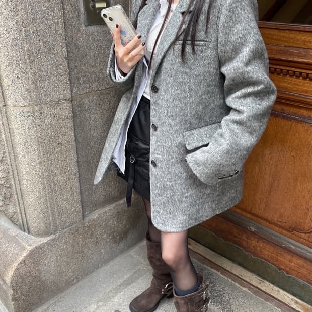 헤더먼트 실크 하프코트