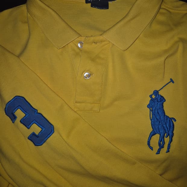 폴로 랄프로렌 빅포니 옐로우 카라 긴팔티셔츠 M 