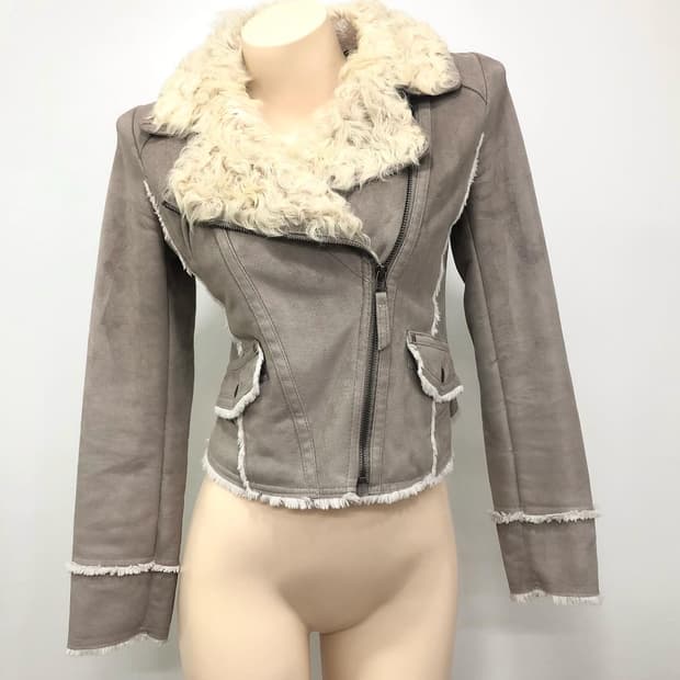 khaki beige lamb fur mustang