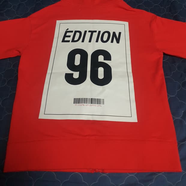 (빈티지) 랩 에디션 마틴 백 바코드 프린팅 후드집업 레드 (S)