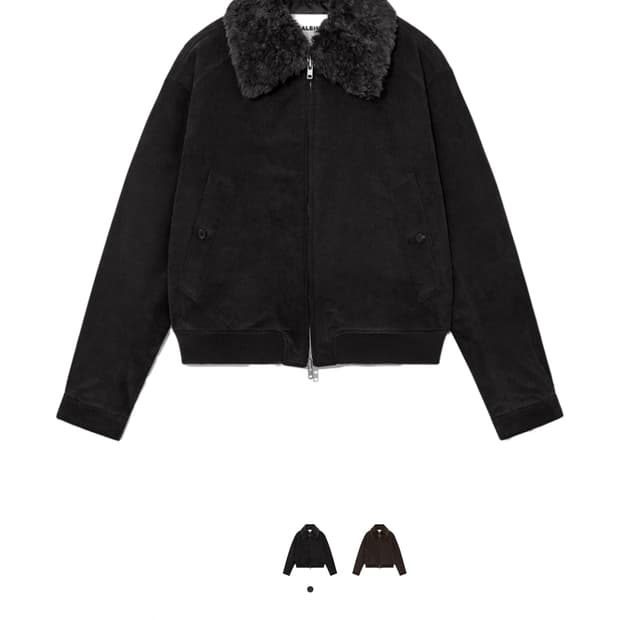 알렌느 디테쳐블 카라 코듀로이 패딩 블루종 블랙(사이즈1)