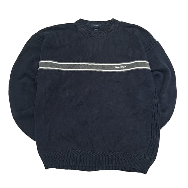 CN976 L 노티카 다크네이비 포인트 스트라이프 긴팔 니트 스웨터