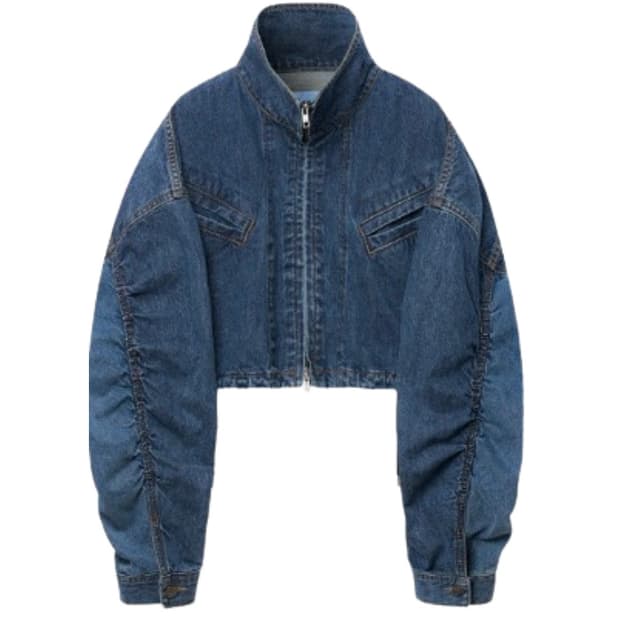 더일마 로지 셔링 크롭 데님 점퍼
