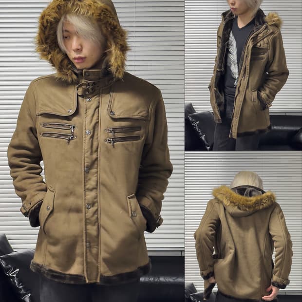 {GILEVANS} Brown Faux Fur Hood Jacket