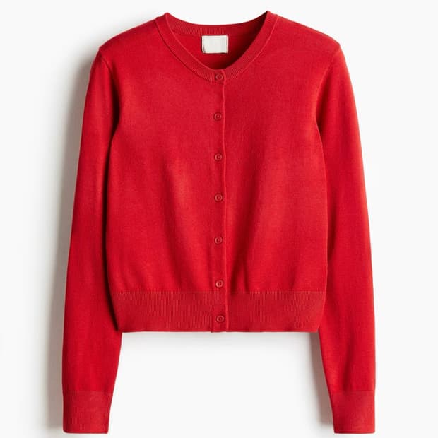 h&m 파인니트 가디건 레드