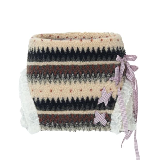 Ribbon & Lace Teddy Skort (Beige)