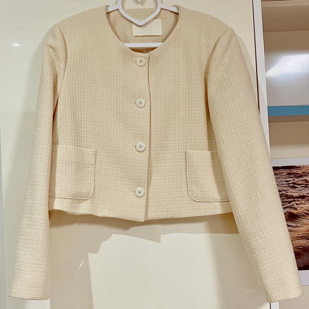 봄가을용 연노랑 트위드자켓