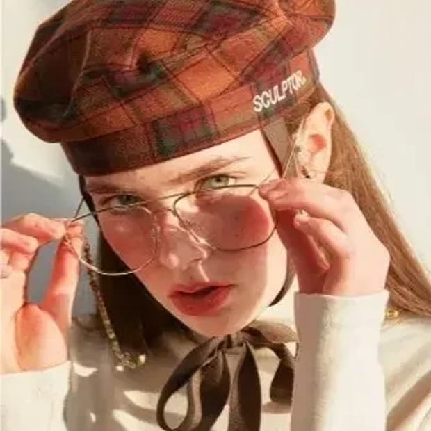 스컬프터 체크 베레모