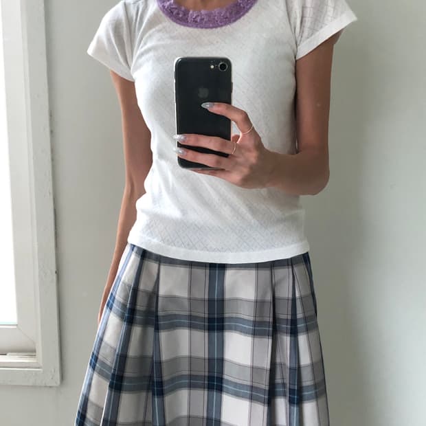 일본빈티지 레이스 숏반팔